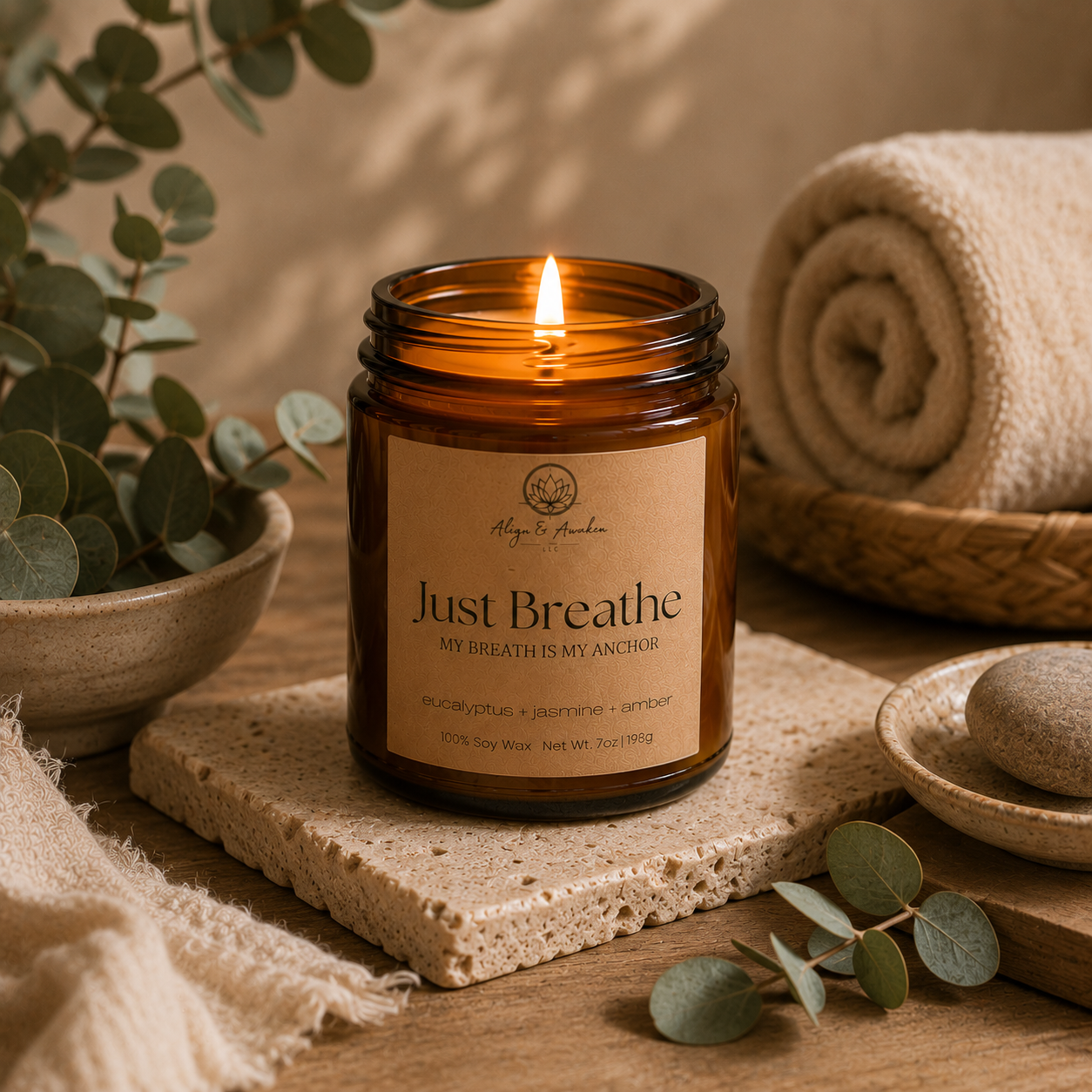 Just Breathe Affirmation Soy Candle - Calming and Relaxing